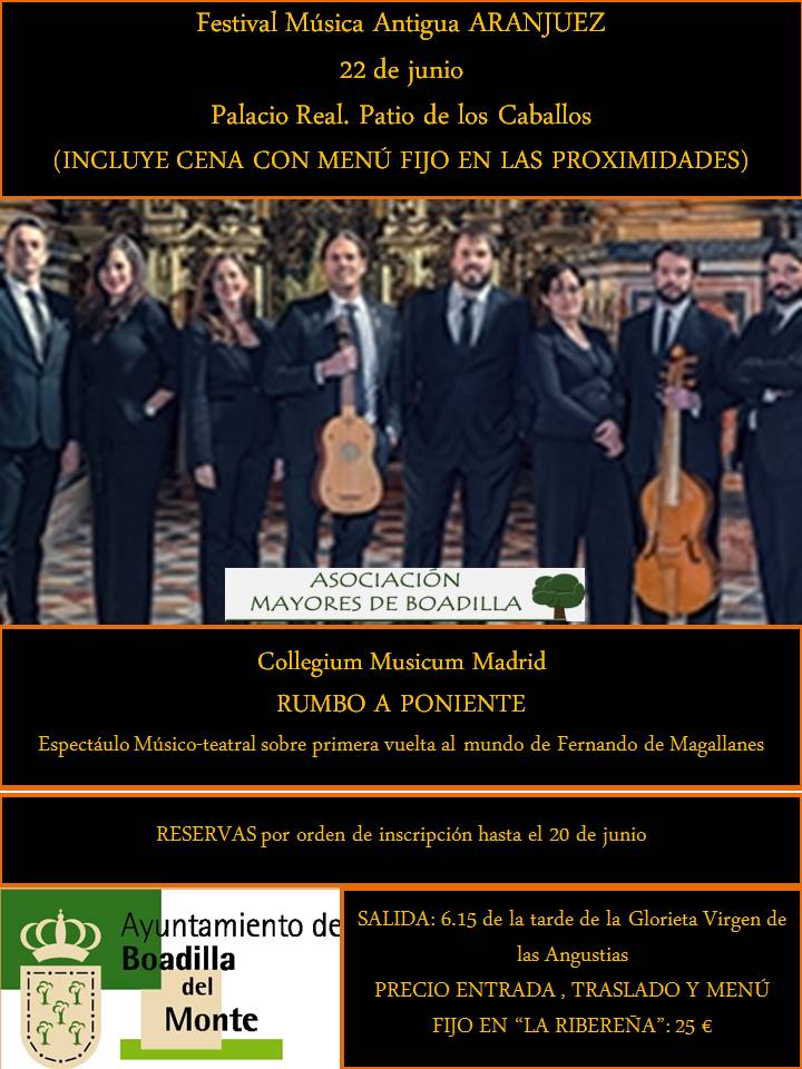 FESTIVAL M�SICA ANTIGUA ARANJUEZ CON CENA (S�BADO 22 JUNIO, 18:15 h)